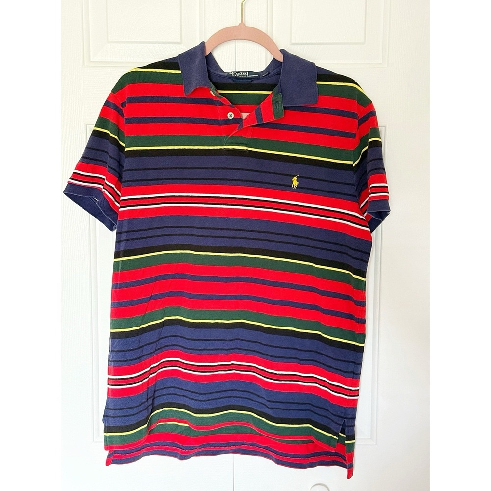 Polo By Ralph Lauren Men's Custom Fit Short Sleeve Blue, Red, Yellow, Green, L